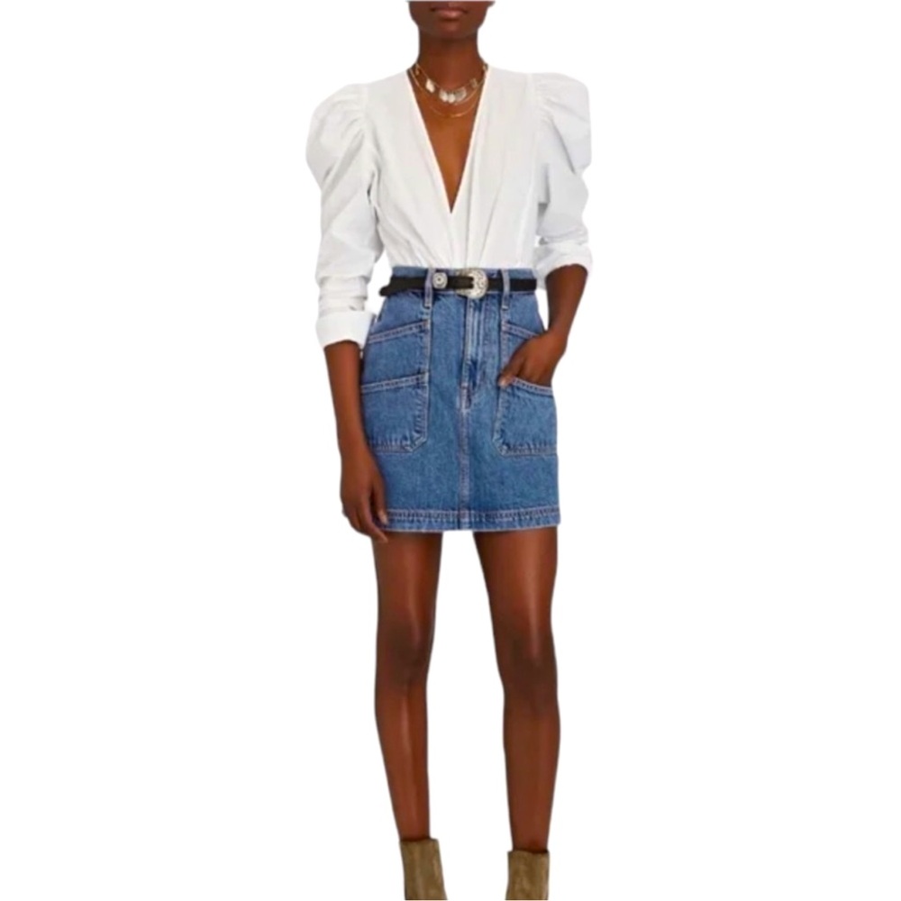 NWT Jason Wu White Wrap Blouse Puff Sleeves size S